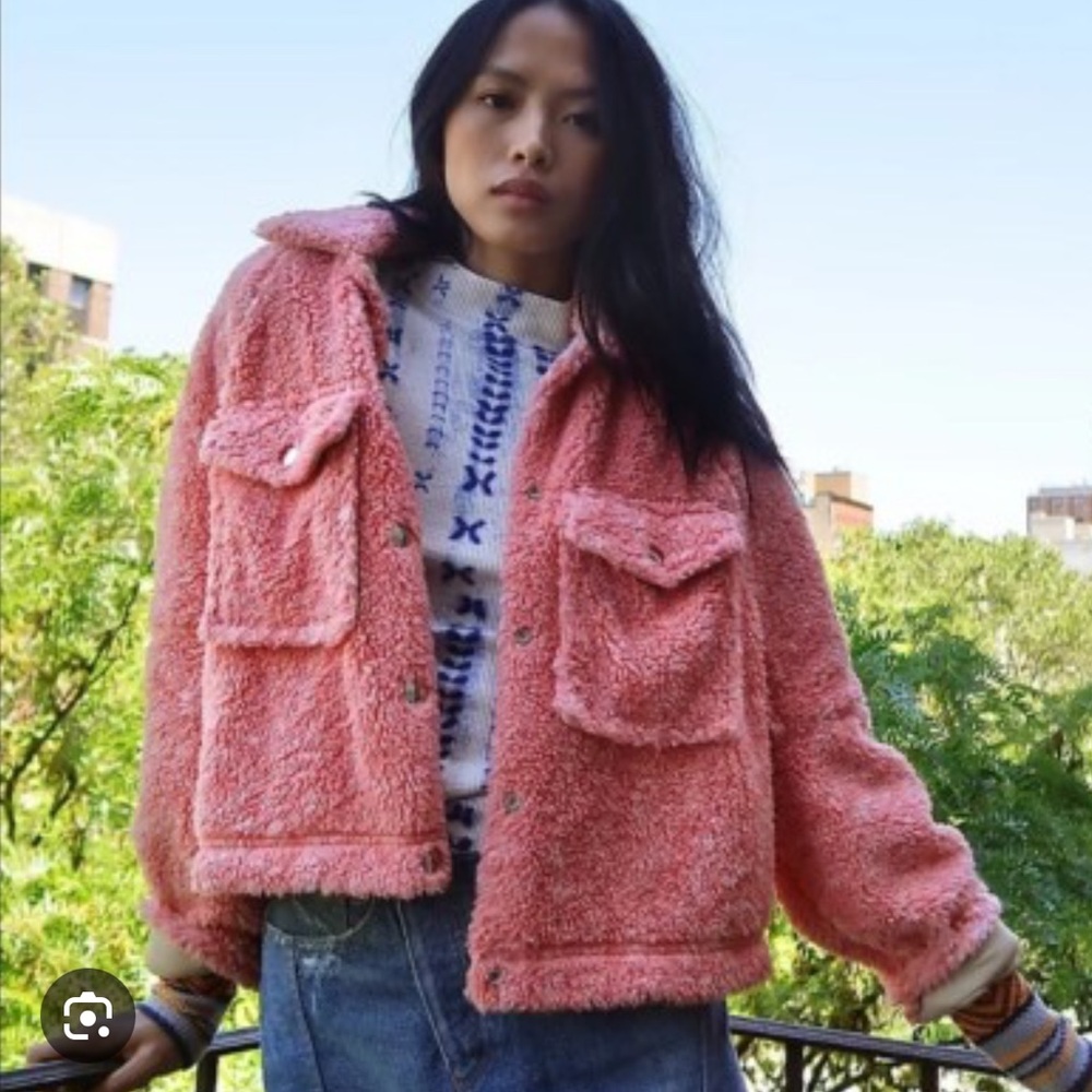 Free People Sherpa Jacket Pink size Medium